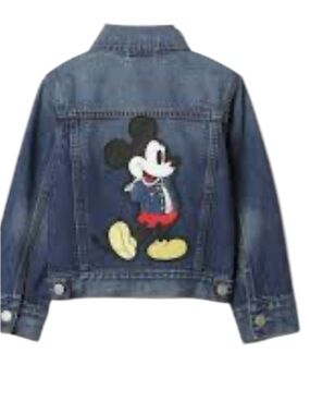 Gap Disney Denim Trucker Jacket With Mickey Embroidery